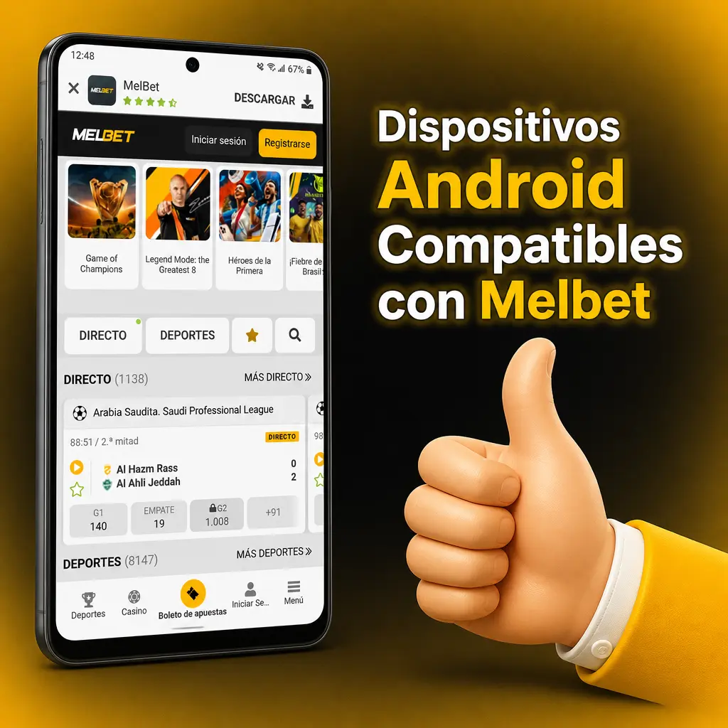 Dispositivos Android compatibles con la app de Melbet