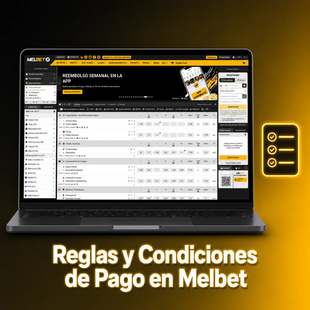 Condiciones de pago en Melbet